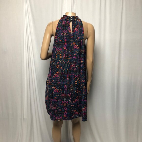Allison Joy Sleeveless Dress Womens Size Large Abstract Black Multicolor Shift - Picture 4 of 8
